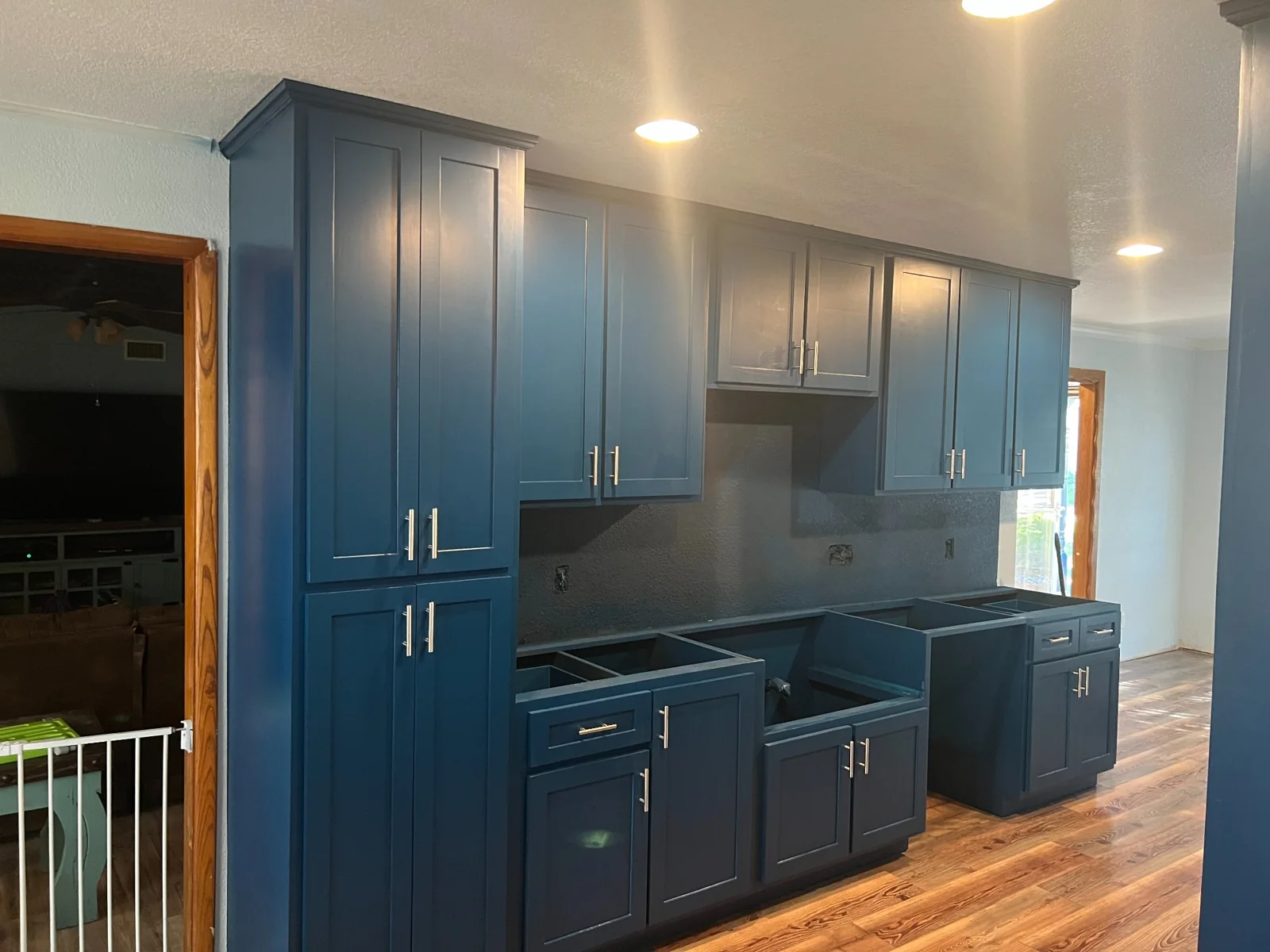 Blue custom kitchen cabinetry