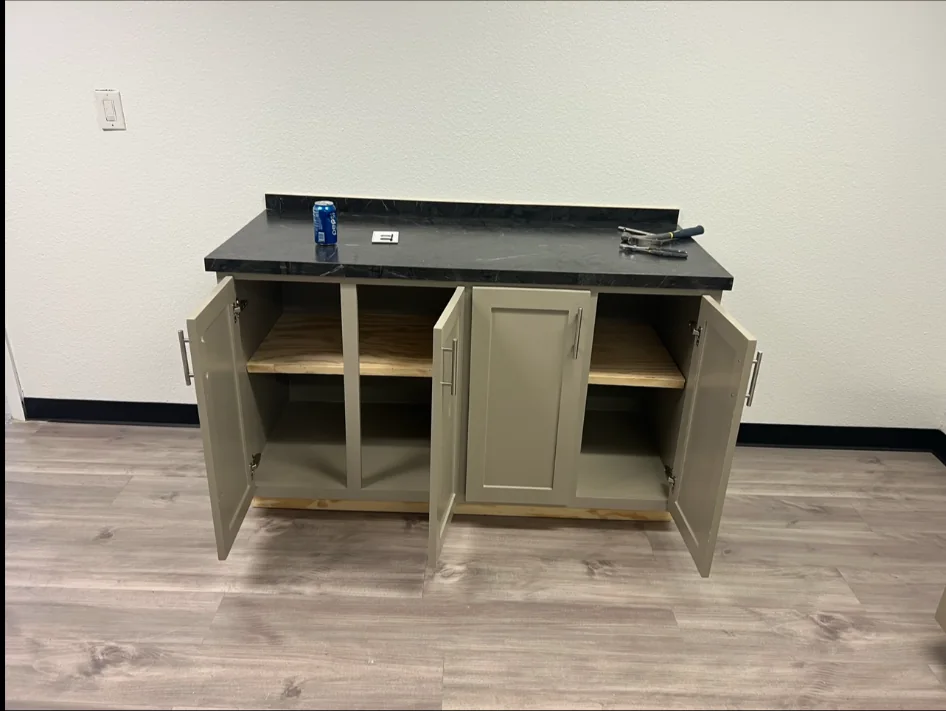 Cabinet storage with open doors